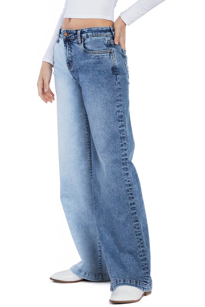 Two-Tone Mighty Wide Leg Jeans, Alternate, color, FREE SPIRIT BLUE