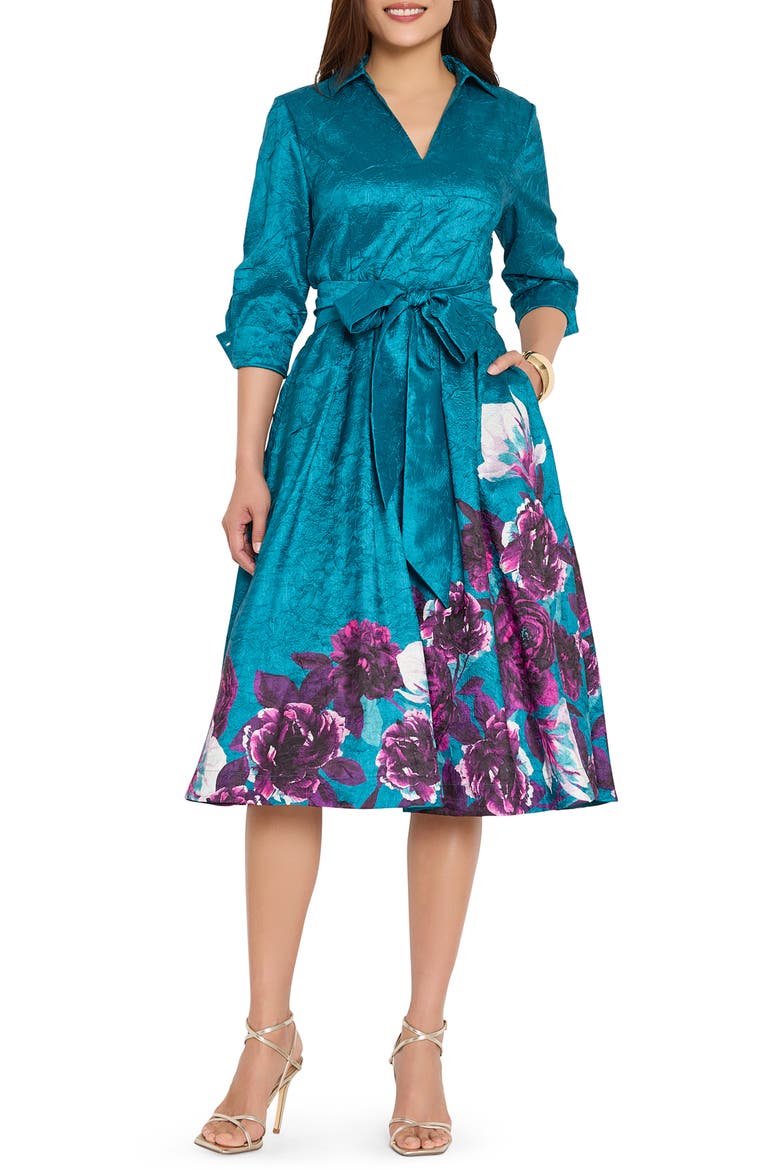 Metallic Embroidered Midi Dress, Main, color, JEWEL MULTI