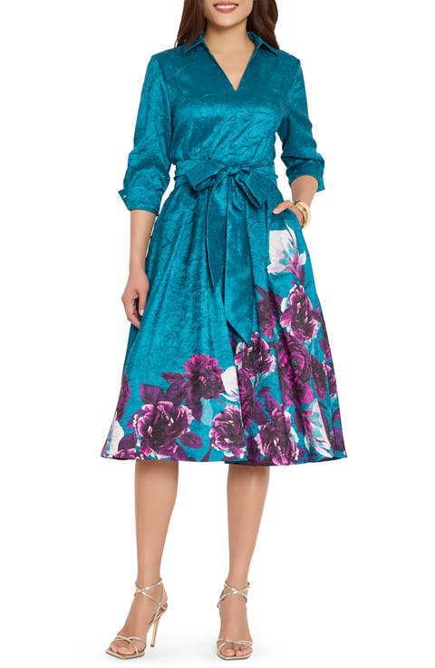 Metallic Embroidered Midi Dress