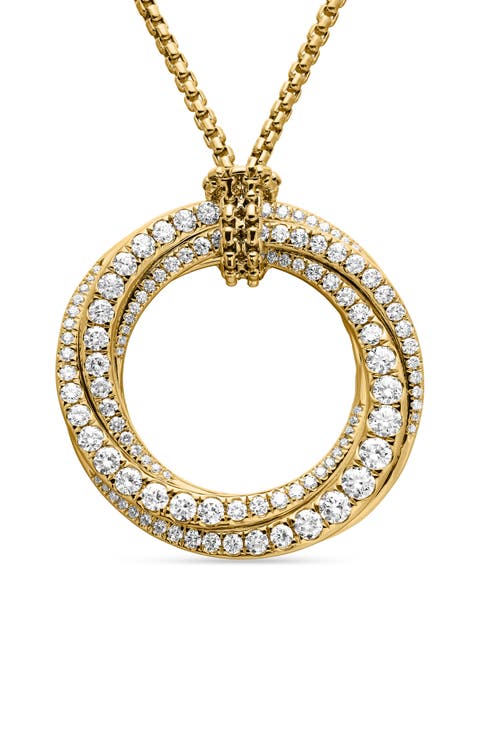 Pavé Crossover 18K Gold Pendant Necklace