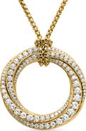 David Yurman Pavé Crossover 18K Gold Pendant Necklace