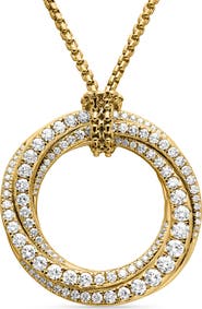 David Yurman Pavé Crossover 18K Gold Pendant Necklace