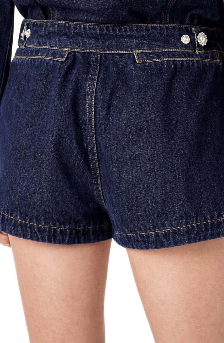 English Factory High Waist Denim Shorts, Alternate, color, Navy