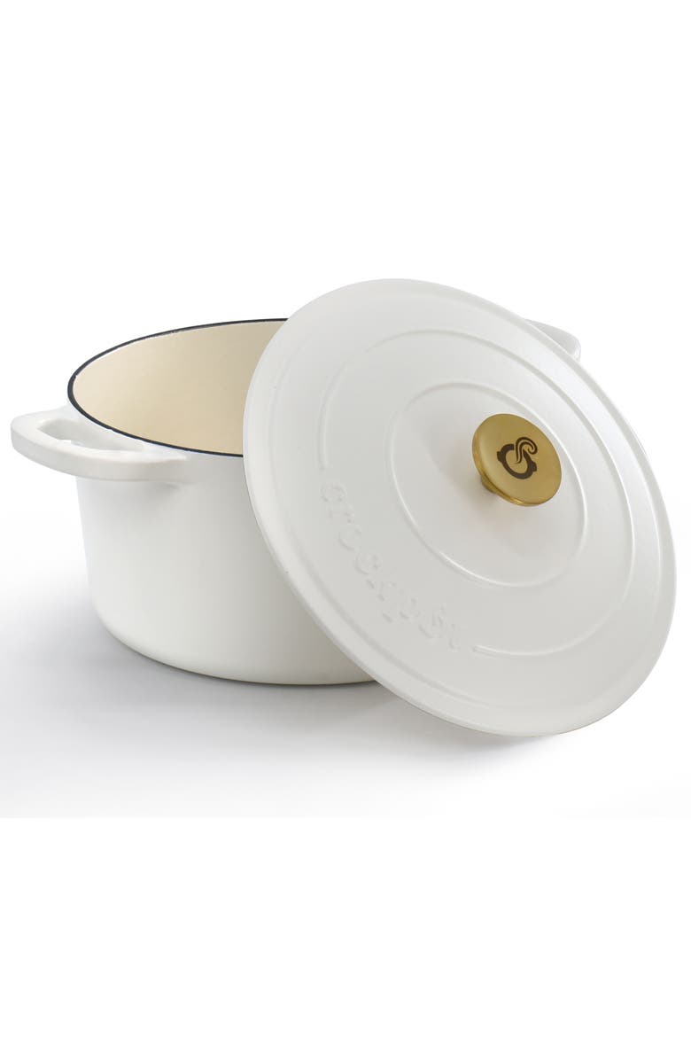 Crockpot 6 Quart Enameled Cast Iron Dutch Oven, Alternate, color, White