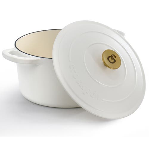 Crock-pot Crockpot 6 Quart Enameled Cast Iron Dutch Oven In White