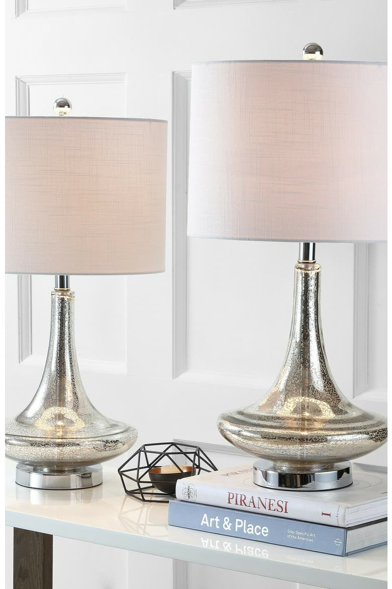 Cecile 25.5" Glass Teardrop LED Table Lamp, Alternate, color, Mercury Silver