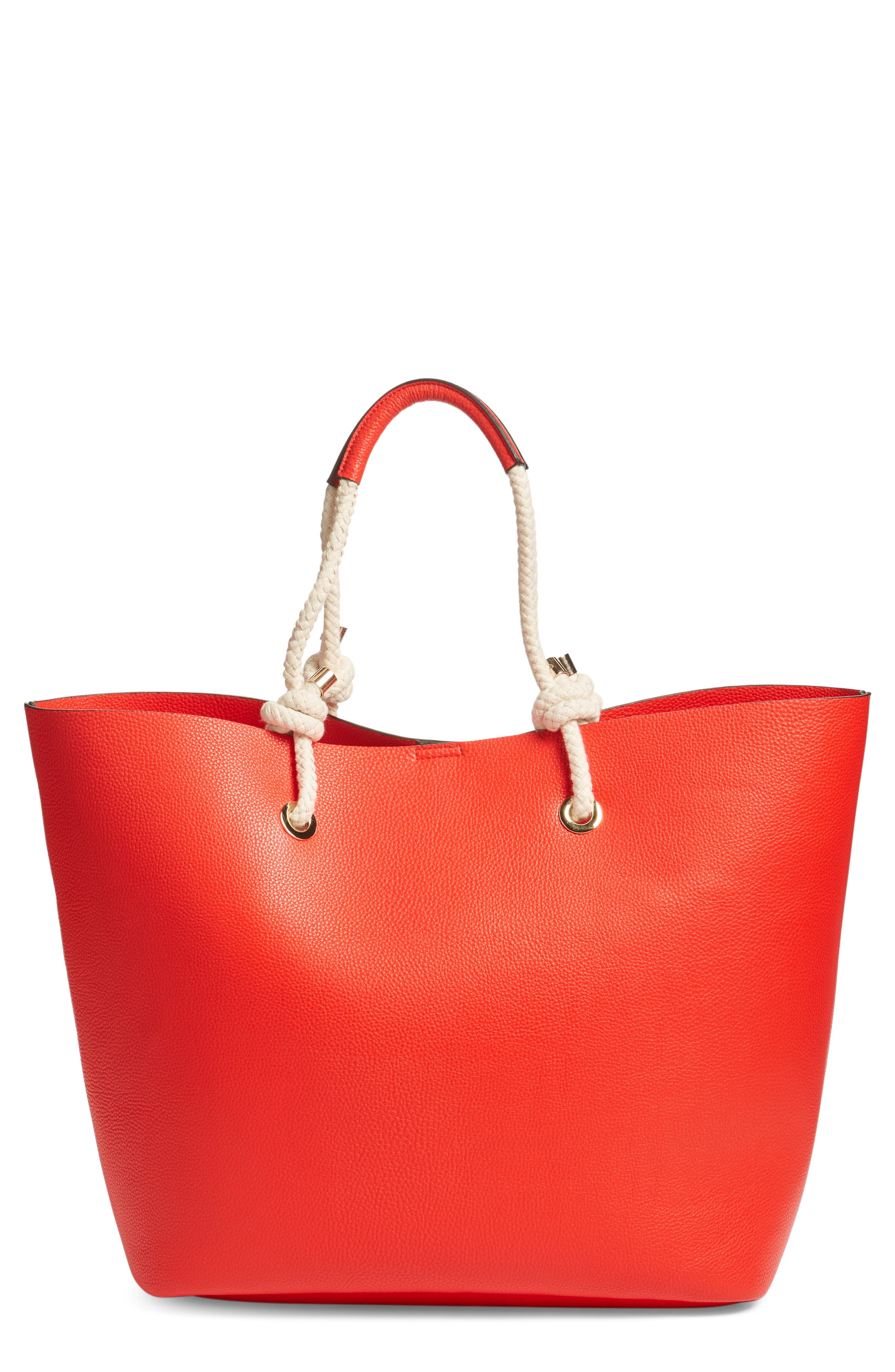 Phase 3 Rope Handle Faux Leather Tote, Main, color, 
