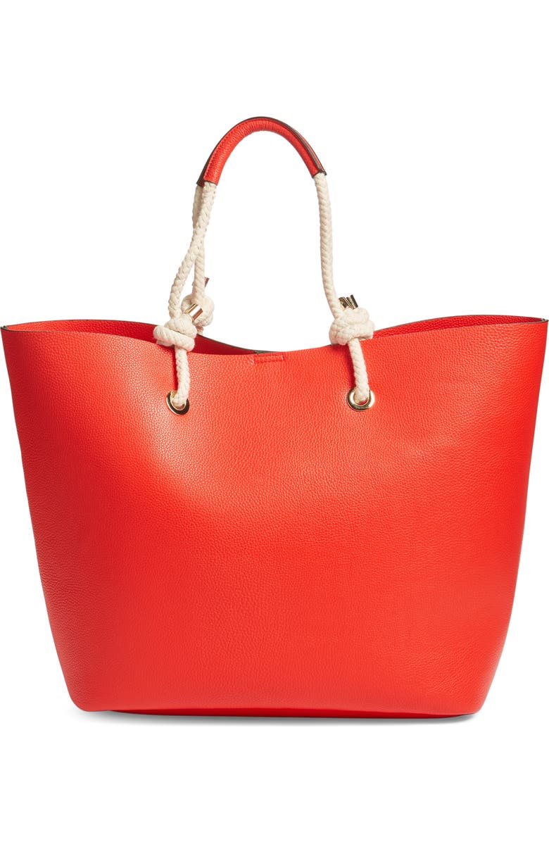 Phase 3 Rope Handle Faux Leather Tote, Main, color,