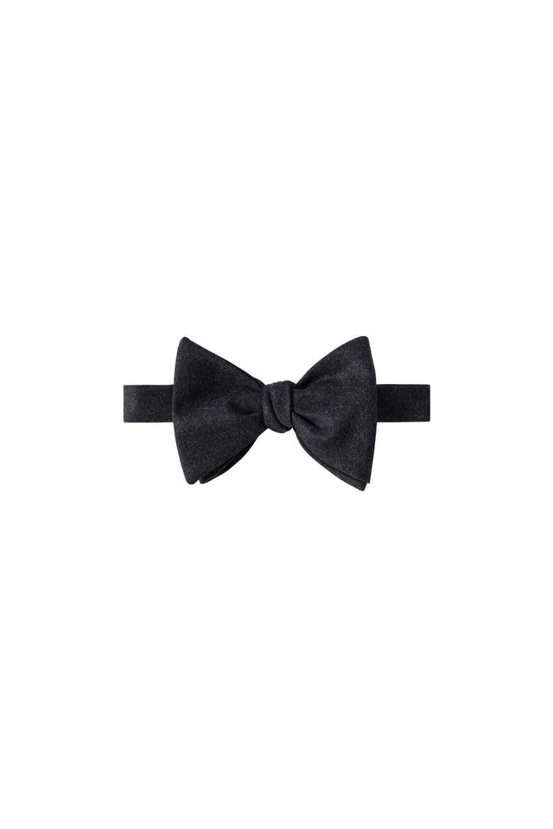 Virgin wool flannel bow tie, Alternate, color, Blue