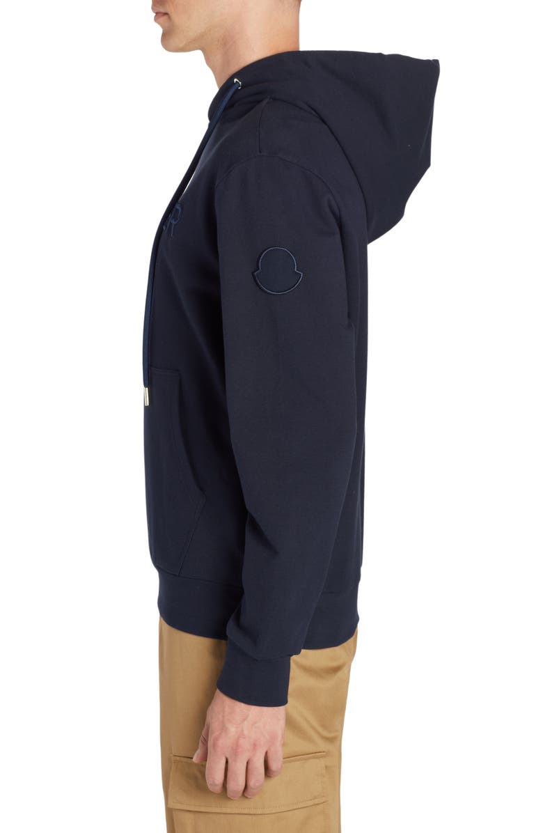 Moncler Embroidered Logo Hoodie, Alternate, color, 