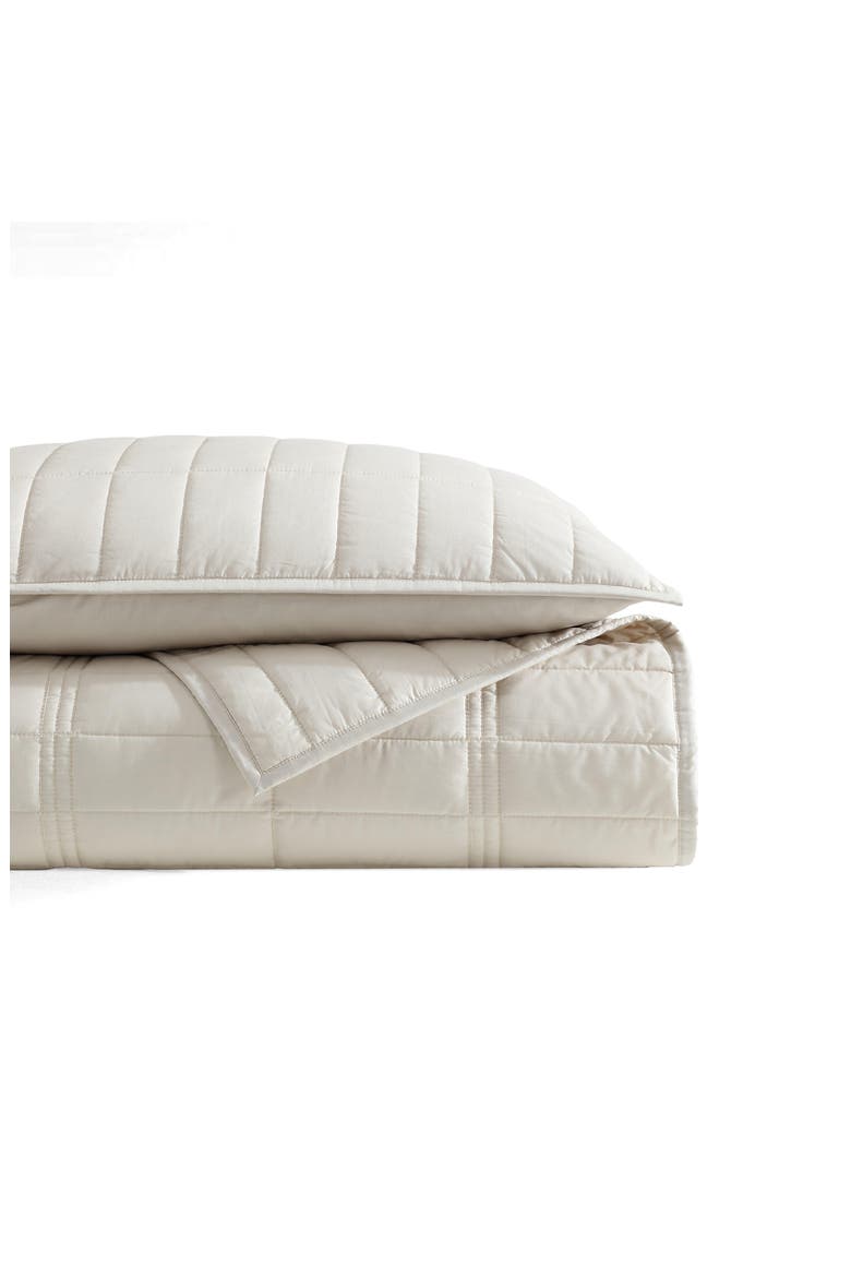 Washed Percale Quilt & Shams Set, Main, color, LIGHT BEIGE