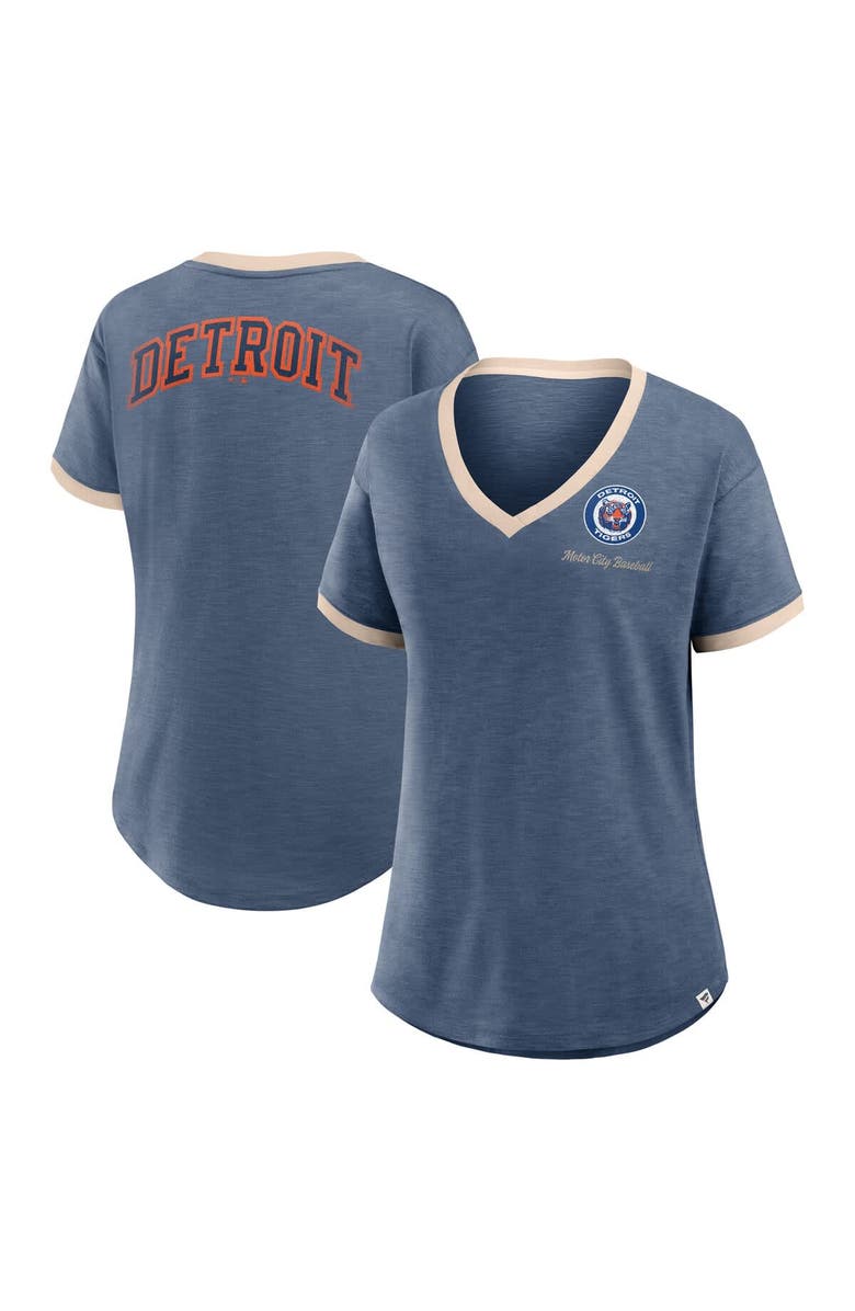 FANATICS Women's Fanatics Navy Detroit Tigers Binge Worthy Stadium Slub V-Neck T-Shirt, Alternate, color, 