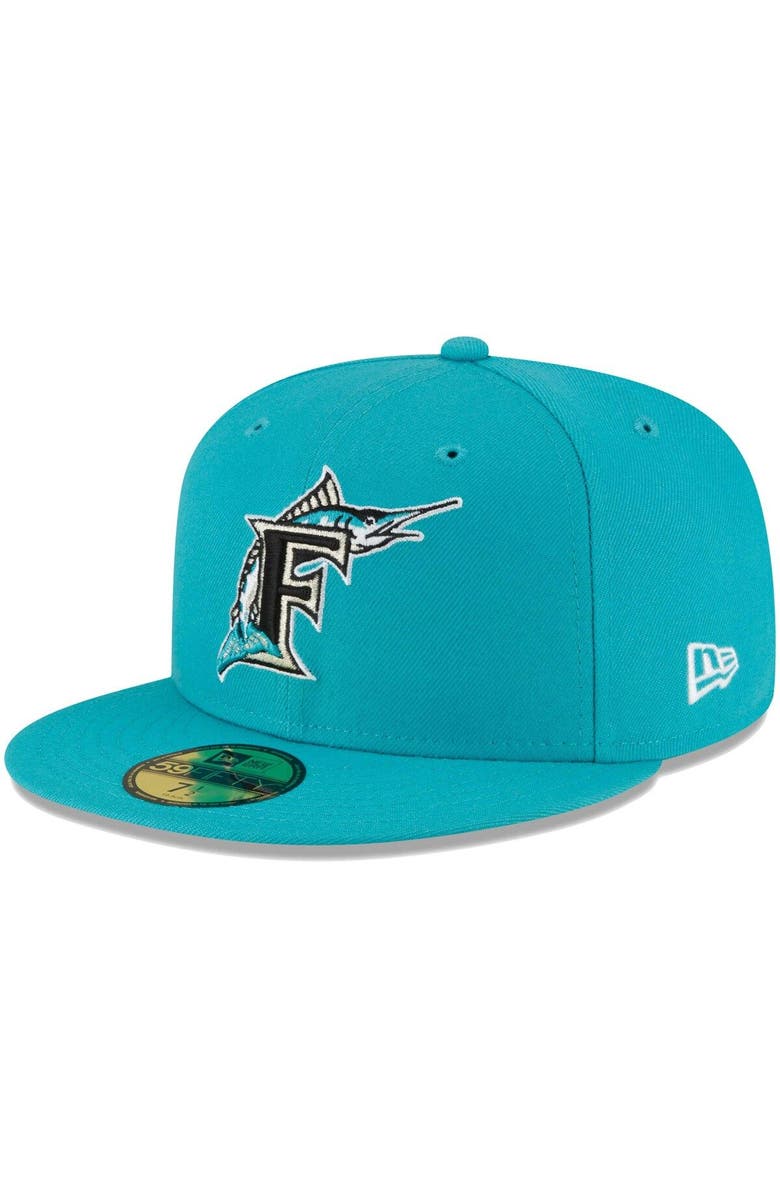 New Era Men's New Era Teal Florida Marlins Cooperstown Collection Turn Back The Clock 59FIFTY Fitted Hat, Alternate, color, Teal