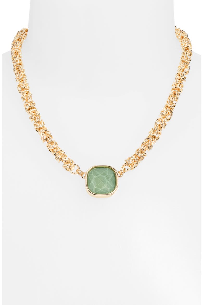 Faceted Stone Pendant Necklace, Alternate, color, SEAFOAM- GOLD