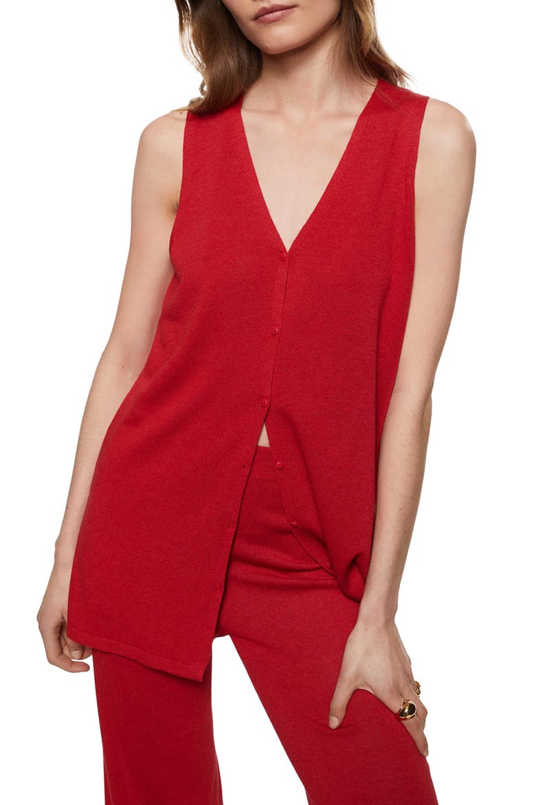 Oversize Button Front Sweater Vest, Main, color, STRAWBERRY