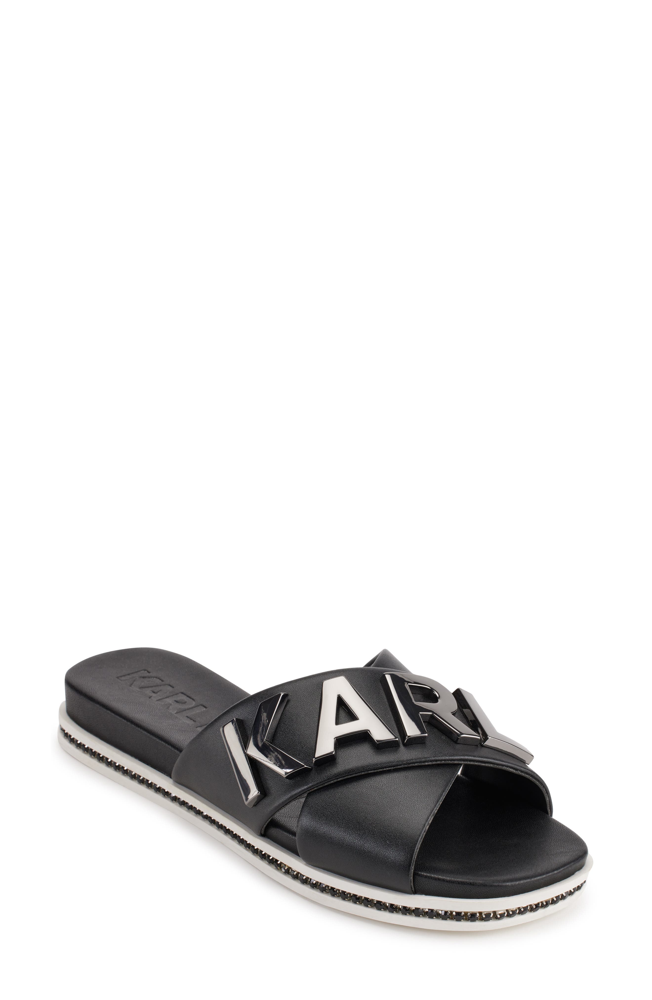 KARL LAGERFELD PARIS Janie Crisscross Slide Sandal, Main, color, 