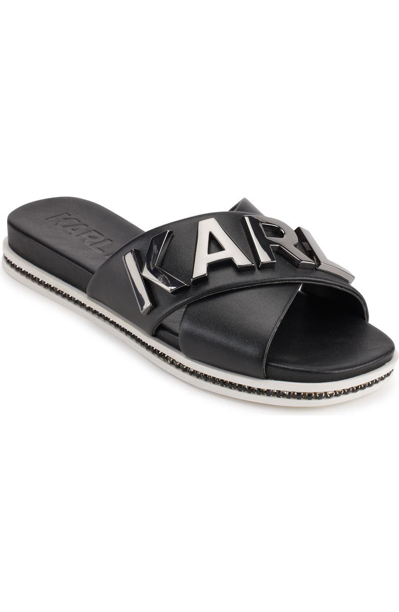 KARL LAGERFELD PARIS Janie Crisscross Slide Sandal, Main, color,