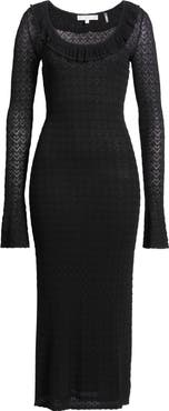 LoveShackFancy Tawnie Ruffle Pointelle Long Sleeve Maxi Dress