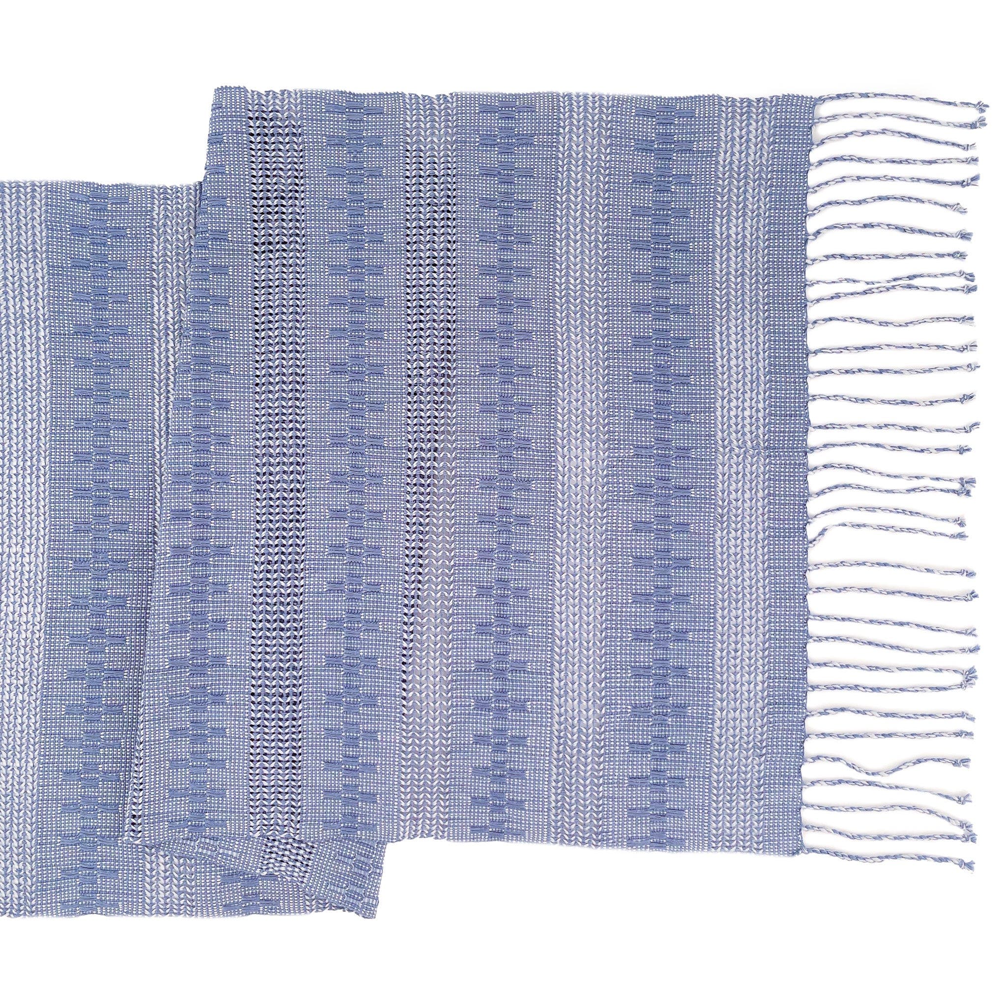 Mayan Hands Calado Table Runner in Blue 