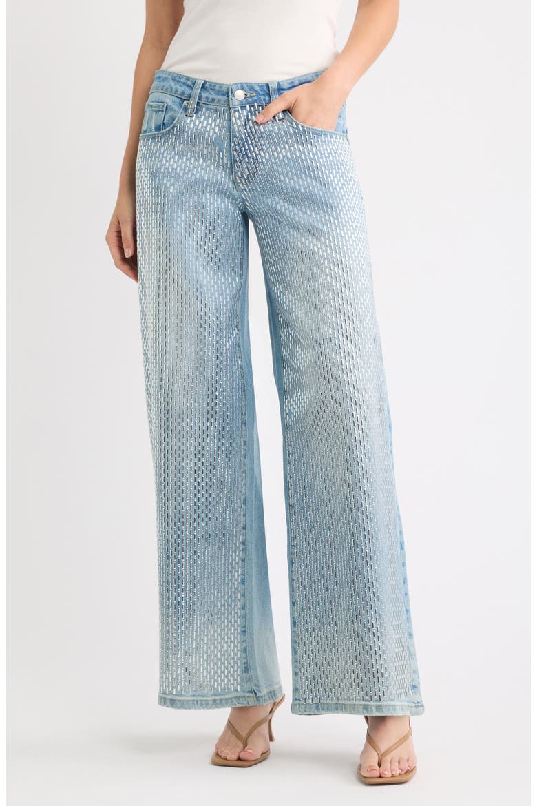 Bar Studded Low Rise Wide Leg Jeans, Main, color, LIGHT WASH