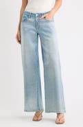 Fade Out Loud Bar Studded Low Rise Wide Leg Jeans