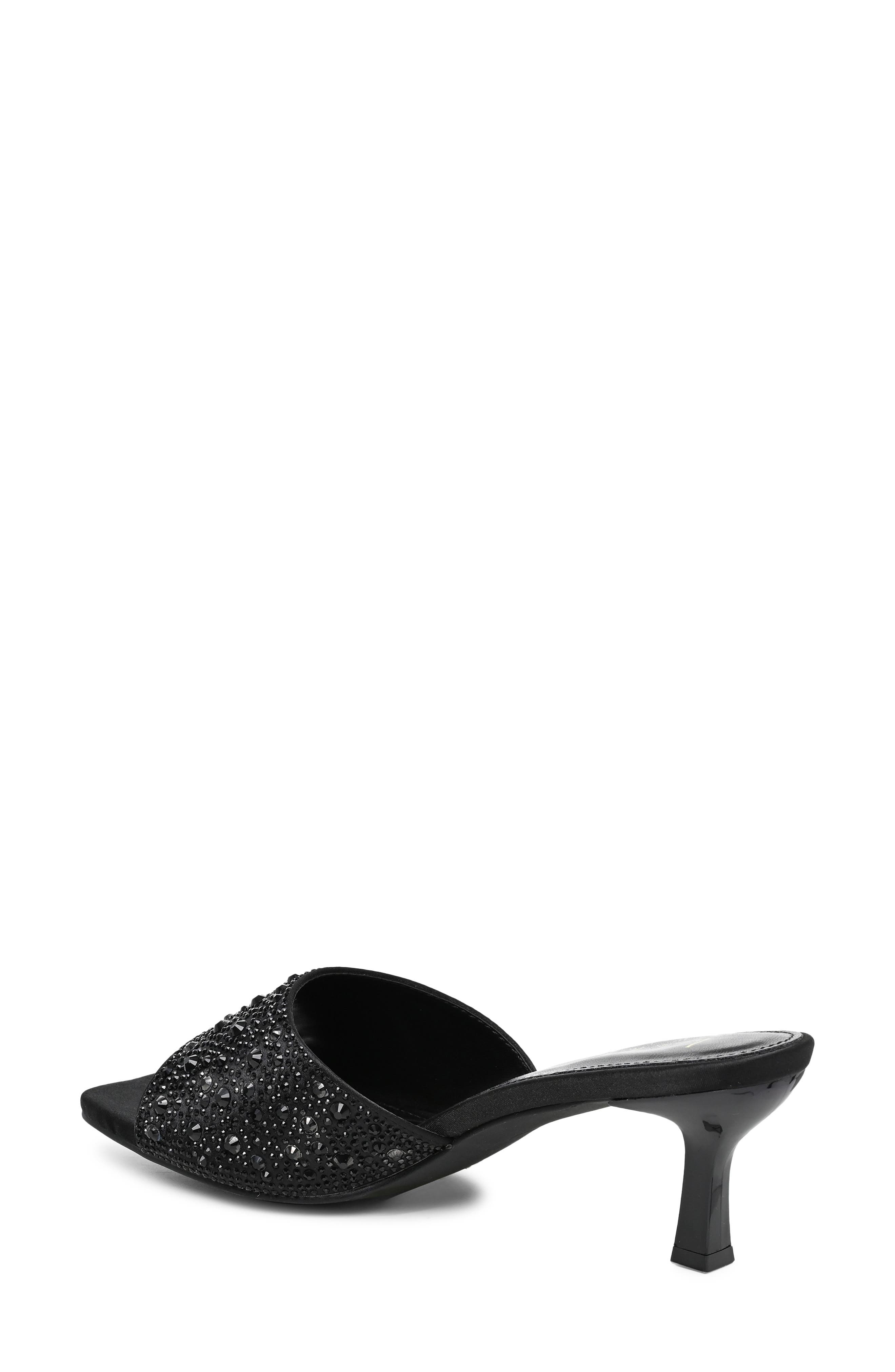 Rhinestone Embellished Mule Heeled Sandal, Alternate, color, BLACK BLING