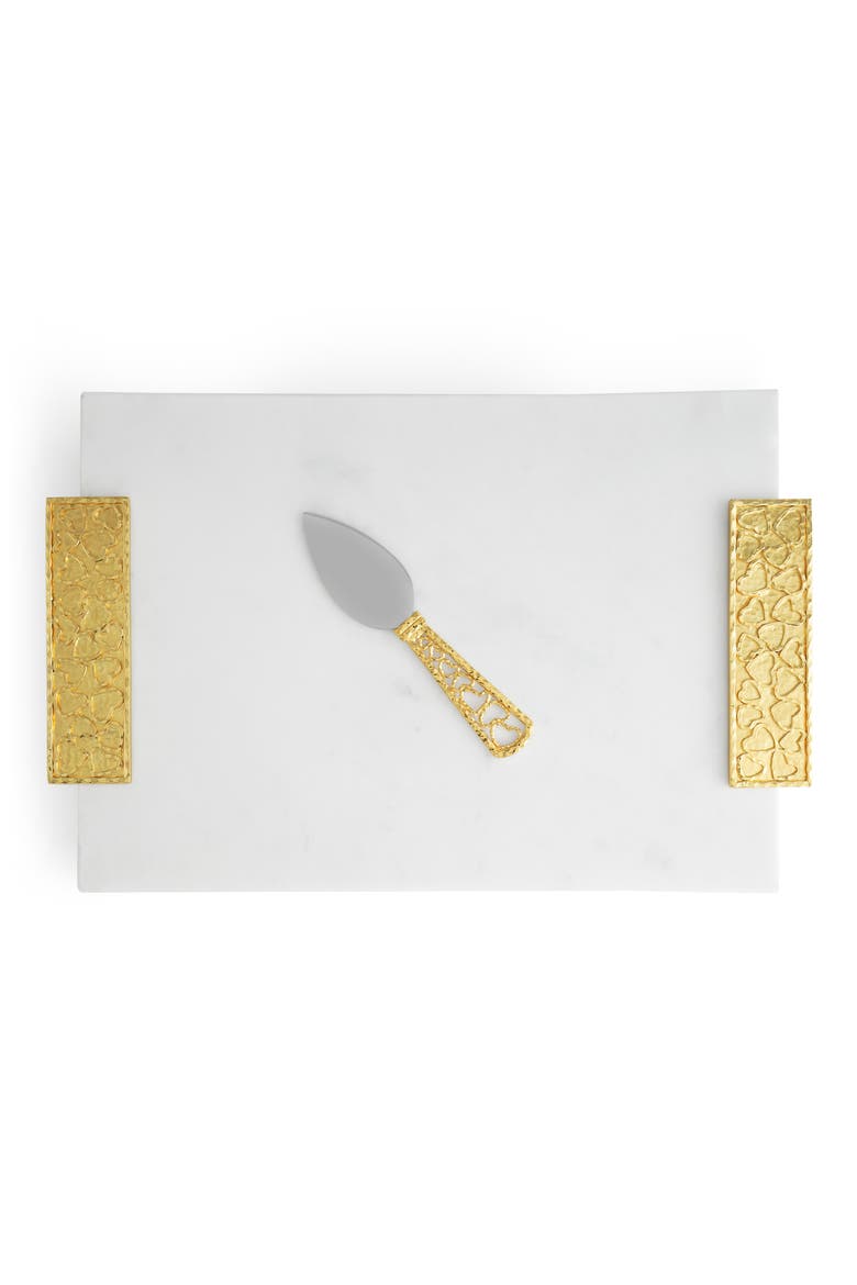 Heart Cheese Board & Spreader, Alternate, color, White