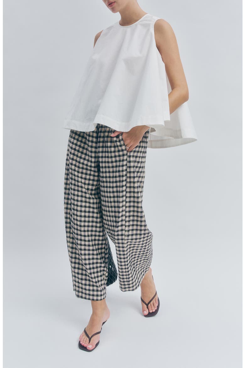 Ari Gingham Ankle Wide Leg Pants, Alternate, color, BLACK SAND GINGHAM