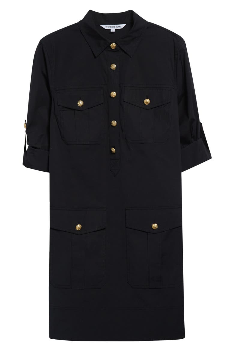 Saude Long Sleeve Stretch Cotton Dress, Alternate, color, BLACK