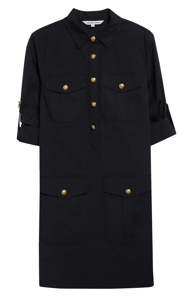 Veronica Beard Saude Long Sleeve Stretch Cotton Dress, Alternate, color, Black