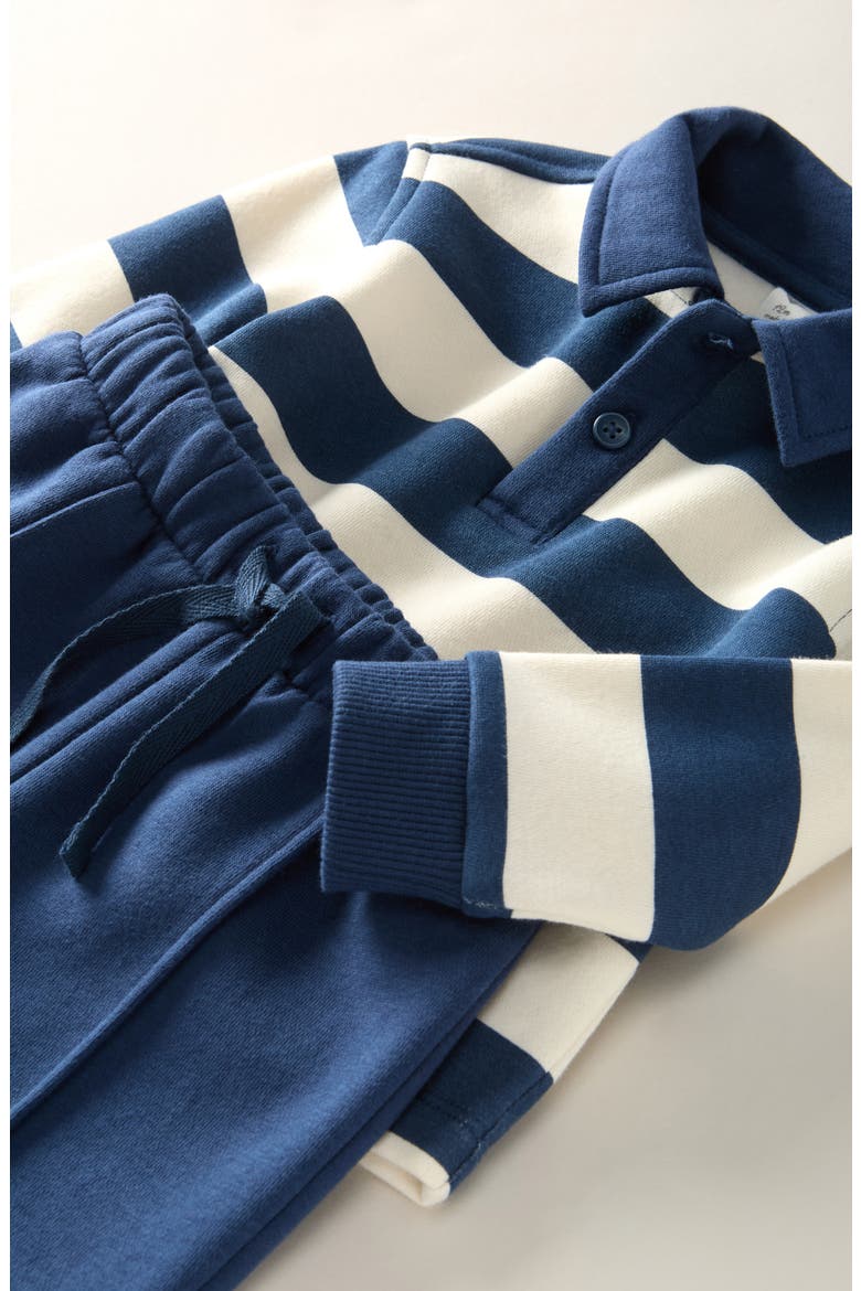 Kids' Collared Fleece Set, Alternate, color, NAVY DENIM STRIPE- NAVY
