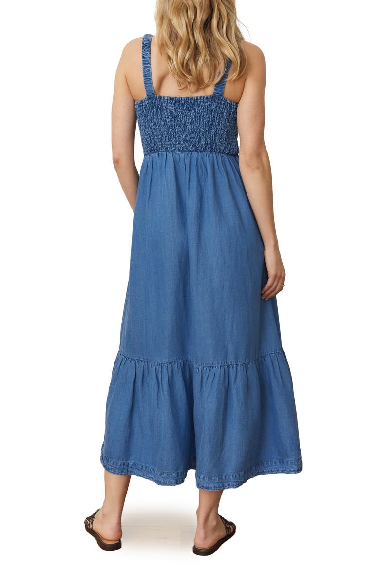 Selene Smocked Sleeveless Maxi Dress, Alternate, color, MED WASH