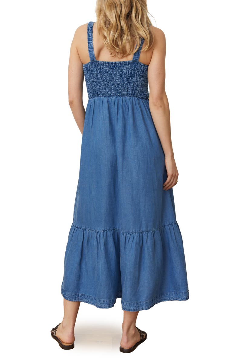 Marine Layer Selene Smocked Sleeveless Maxi Dress, Alternate, color, Medium Wash