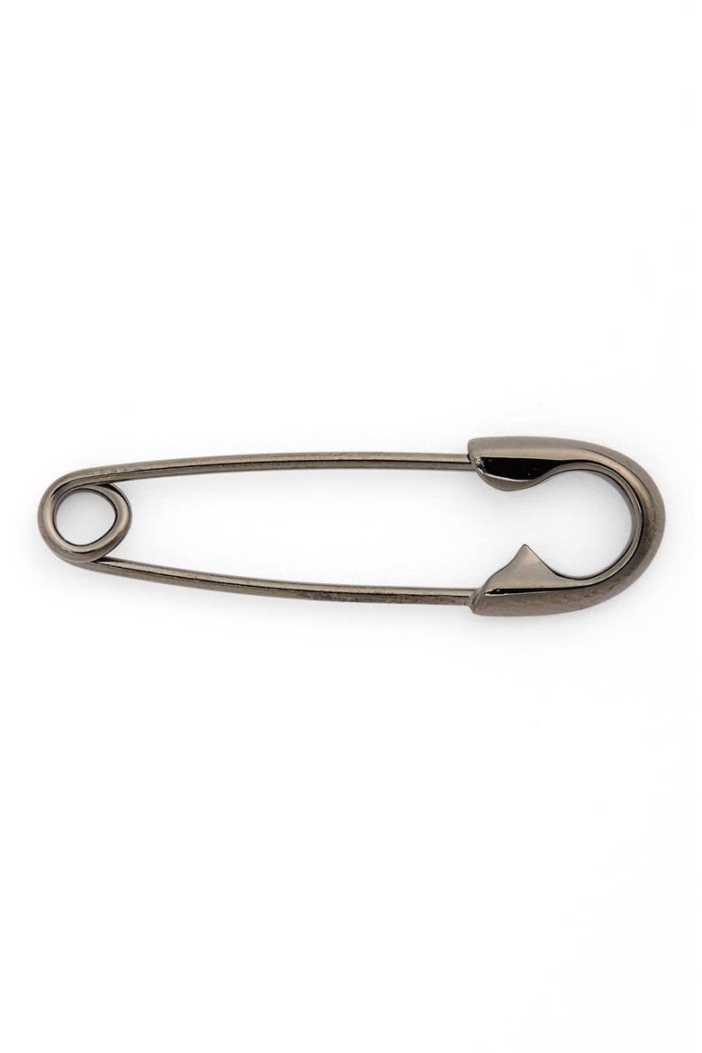 Large Safety Pin Earring, Main, color, BLACK