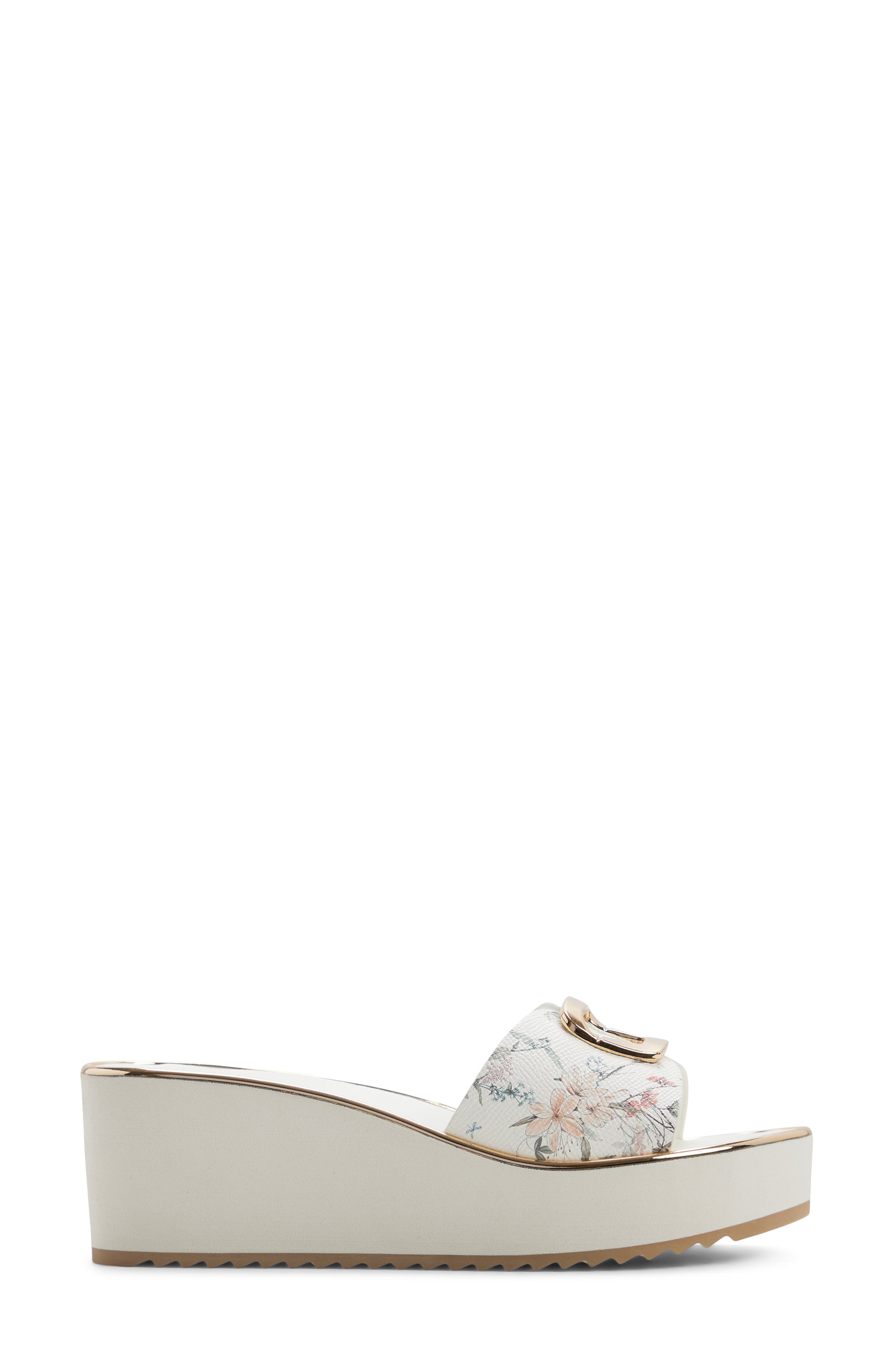 ALDO Menhaden Platform Wedge Slide Sandal, Alternate, color, White Multi