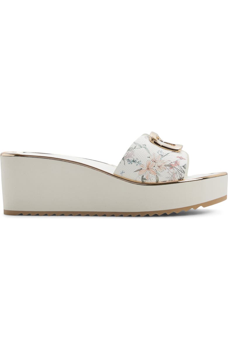 ALDO Menhaden Platform Wedge Slide Sandal, Alternate, color, White Multi