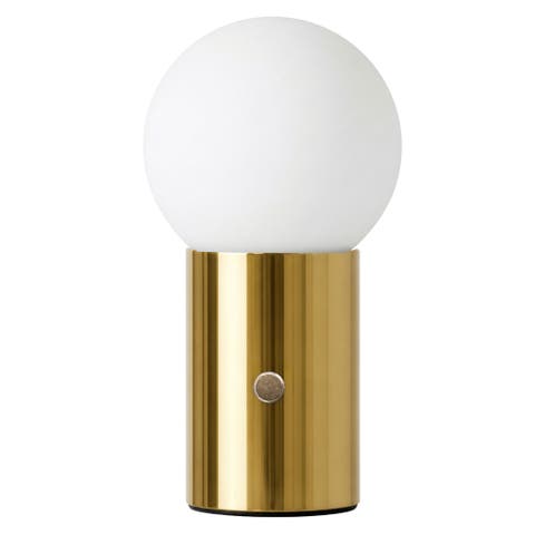 Kai 11" Modern Frosted Glass Orb Table Lamp with USB Charging Port and Built-In 3-Way Dimmer