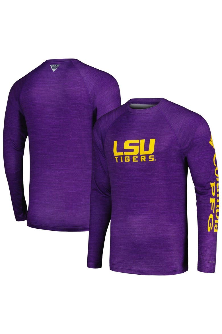 Men's Columbia  Purple LSU Tigers PFG Terminal Tackle Omni-Shade Raglan Long Sleeve T-Shirt, Main, color, Purple