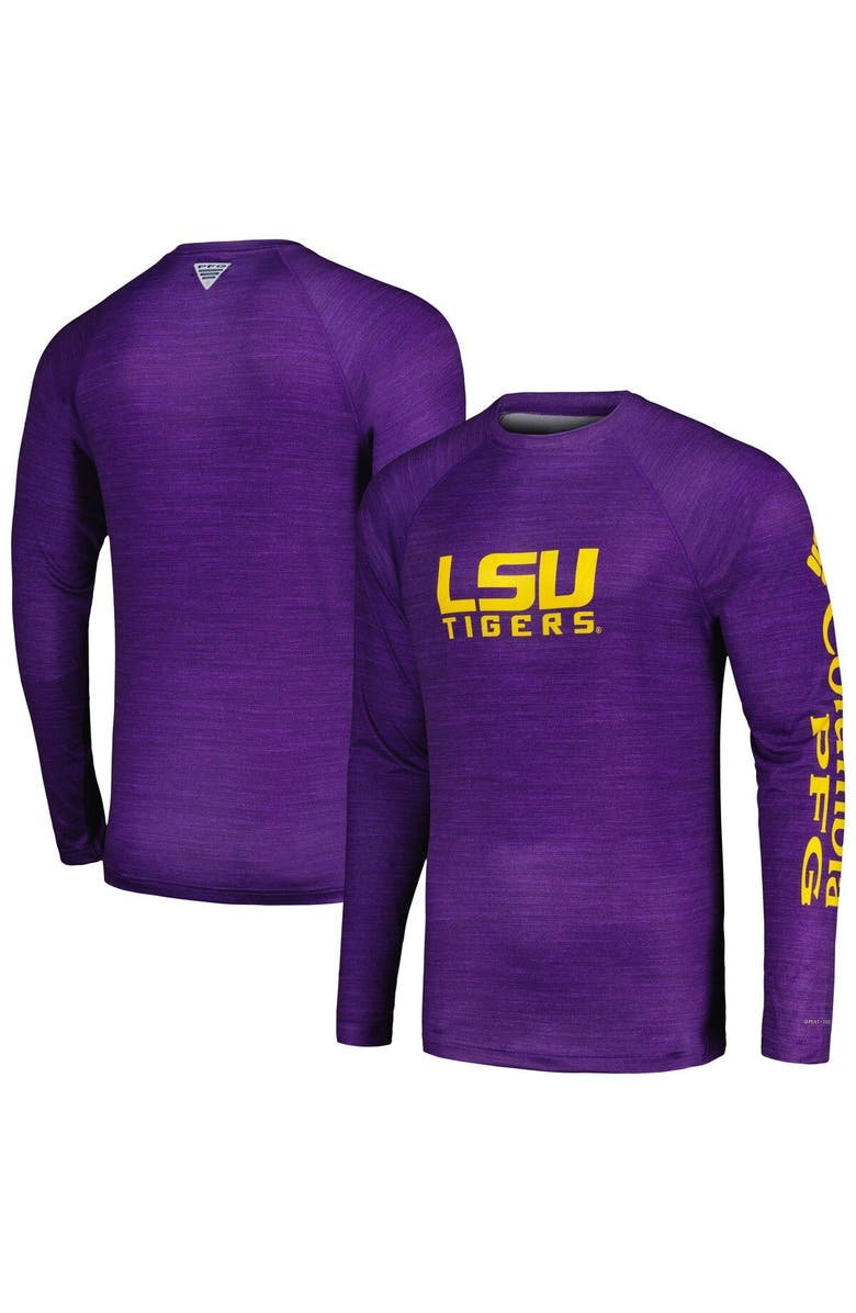 Columbia Men's Columbia  Purple LSU Tigers PFG Terminal Tackle Omni-Shade Raglan Long Sleeve T-Shirt, Main, color, Purple