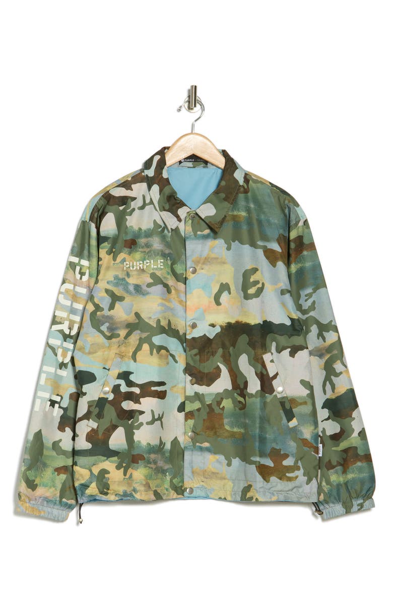 PURPLE BRAND Camo Print Reversible Snap Front Coat, Alternate, color, 