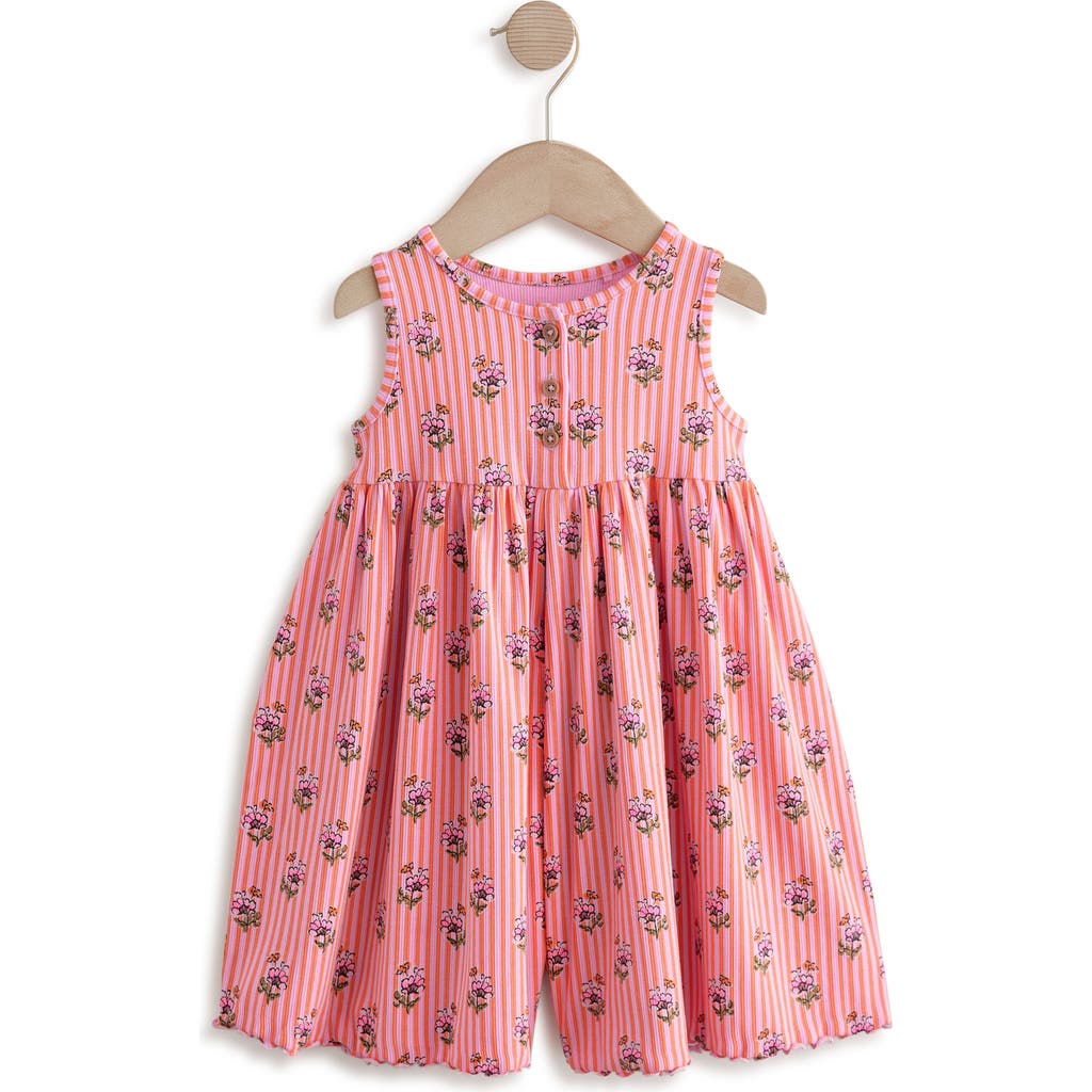 Next Kids' Floral Print Ribbed Romper In Pink