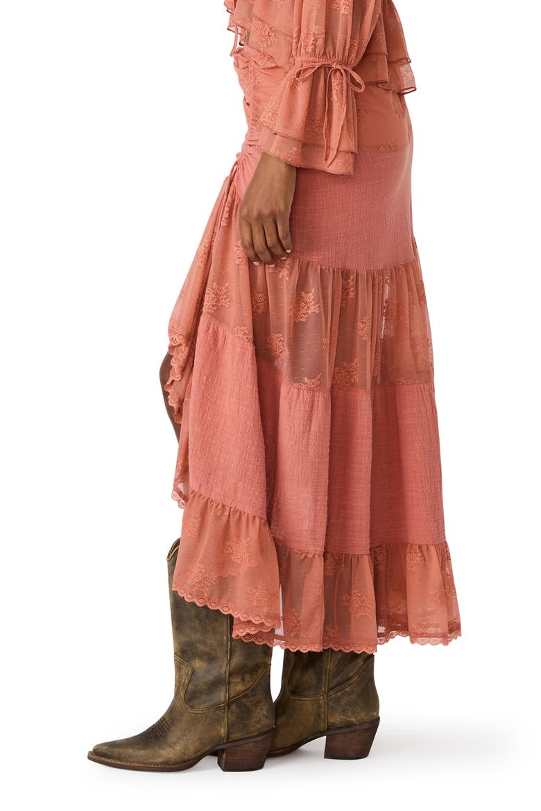 Allesandria Lace Detail High Low Skirt, Alternate, color, CANYON ROSE