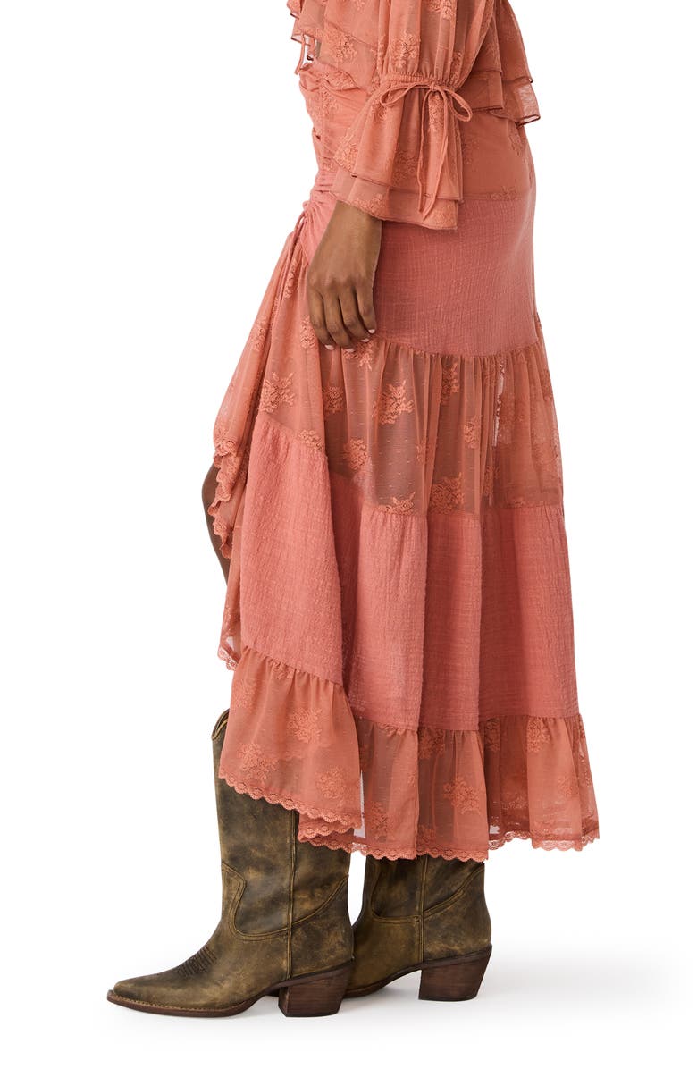 Steve Madden Allesandria Lace Detail High Low Skirt, Alternate, color, Canyon Rose