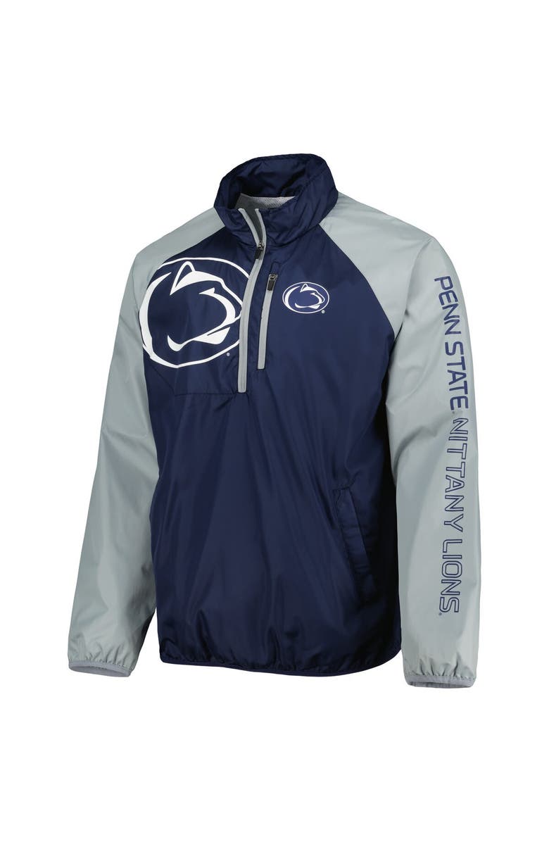 G-III SPORTS BY CARL BANKS Men's G-III Sports by Carl Banks Navy/Gray Penn State Nittany Lions Point Guard Raglan Half-Zip Jacket, Alternate, color, 
