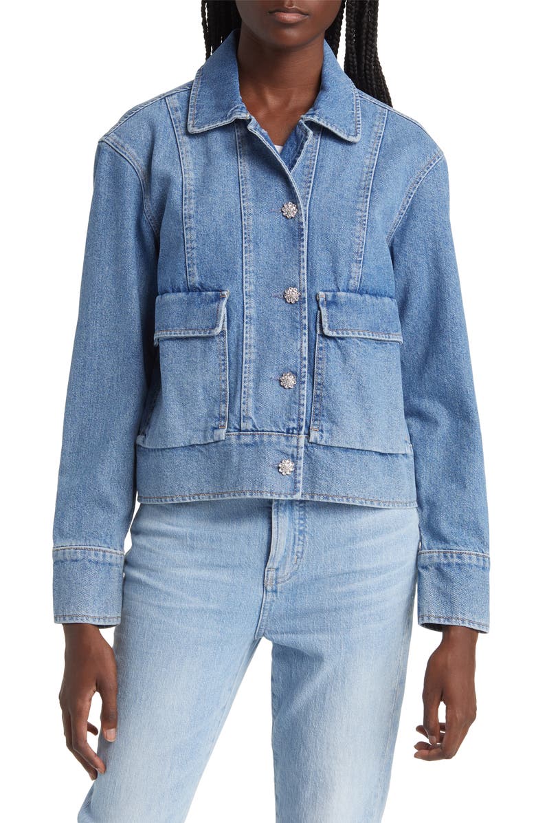 Rails Bianca Embellished Button Denim Jacket, Alternate, color, 