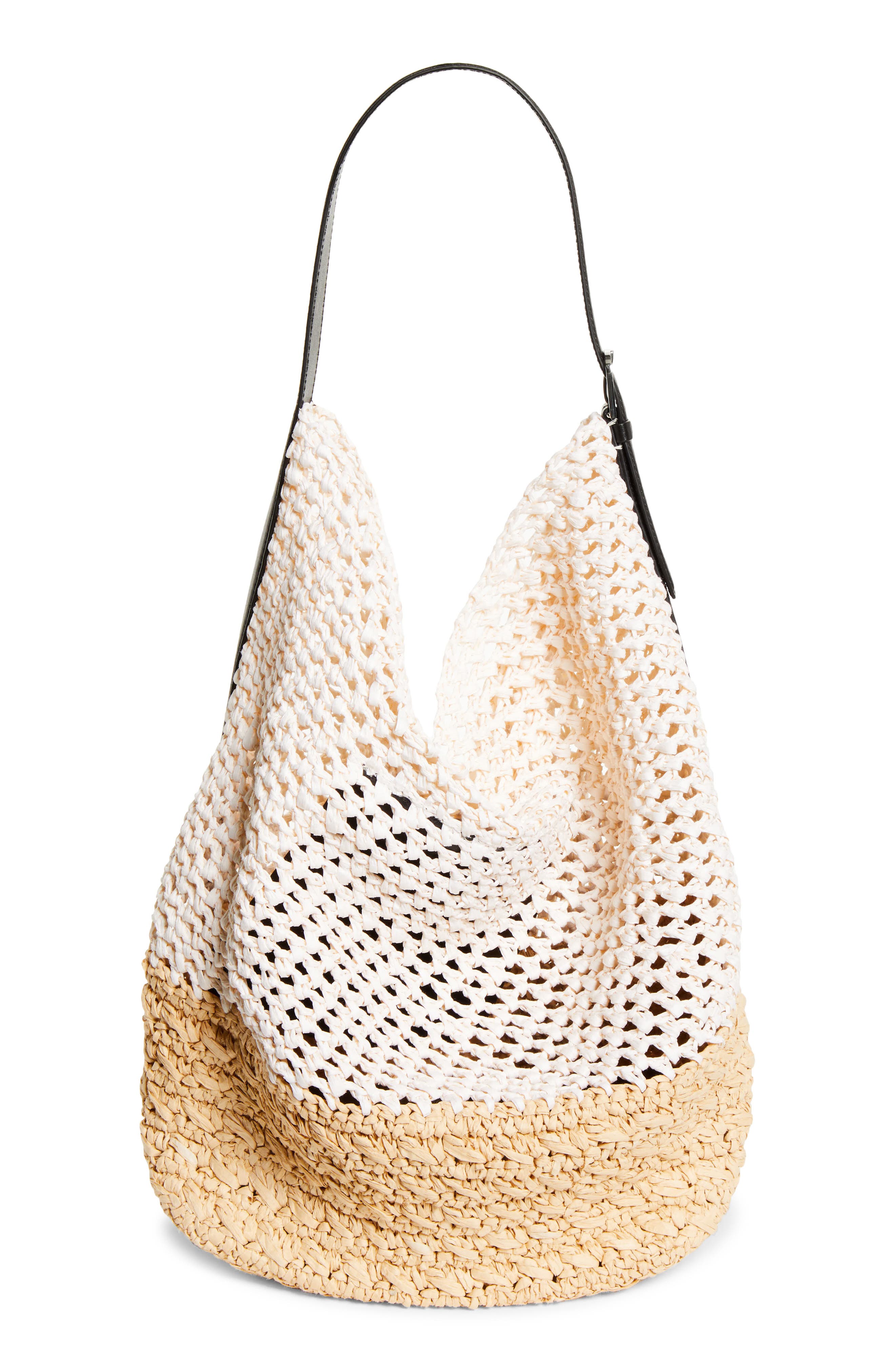 TOTEME Belted Paper Straw Tote, Alternate, color, Ecru/ Vanilla