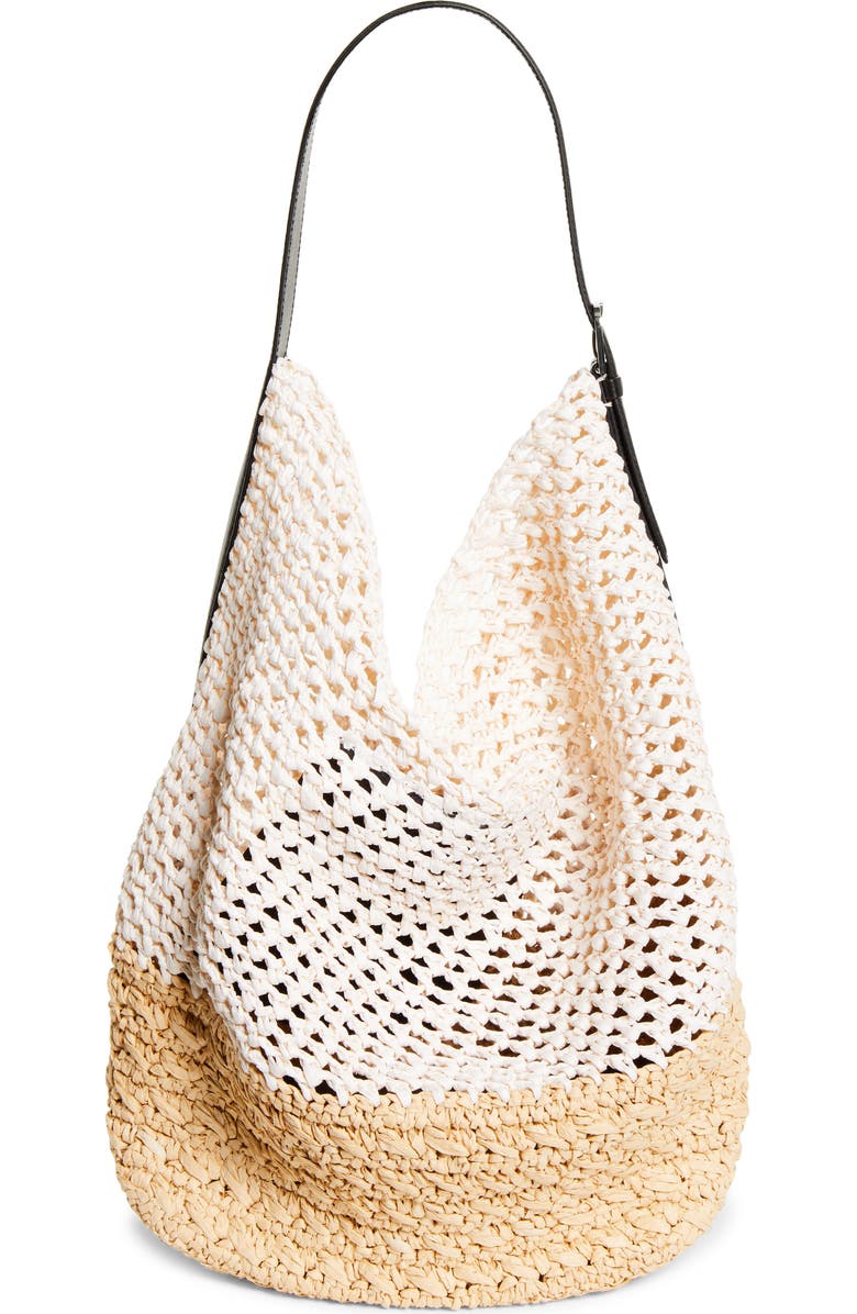 TOTEME Belted Paper Straw Tote, Alternate, color, Ecru/ Vanilla