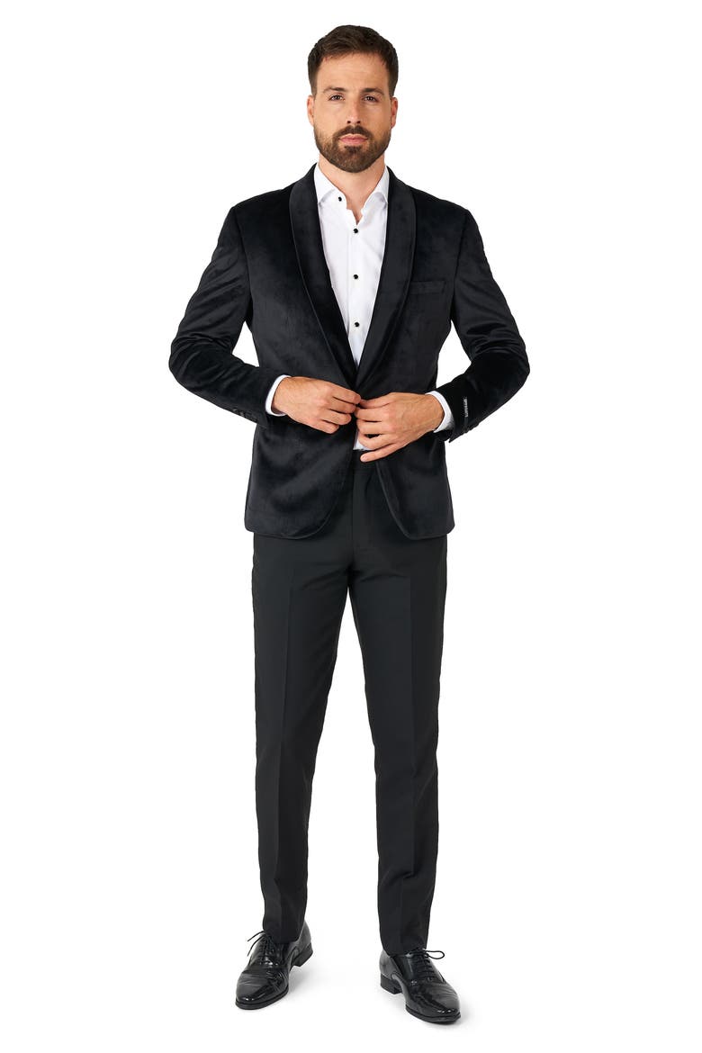 Deluxe Black Velvet Dinner Jacket, Alternate, color, BLACK