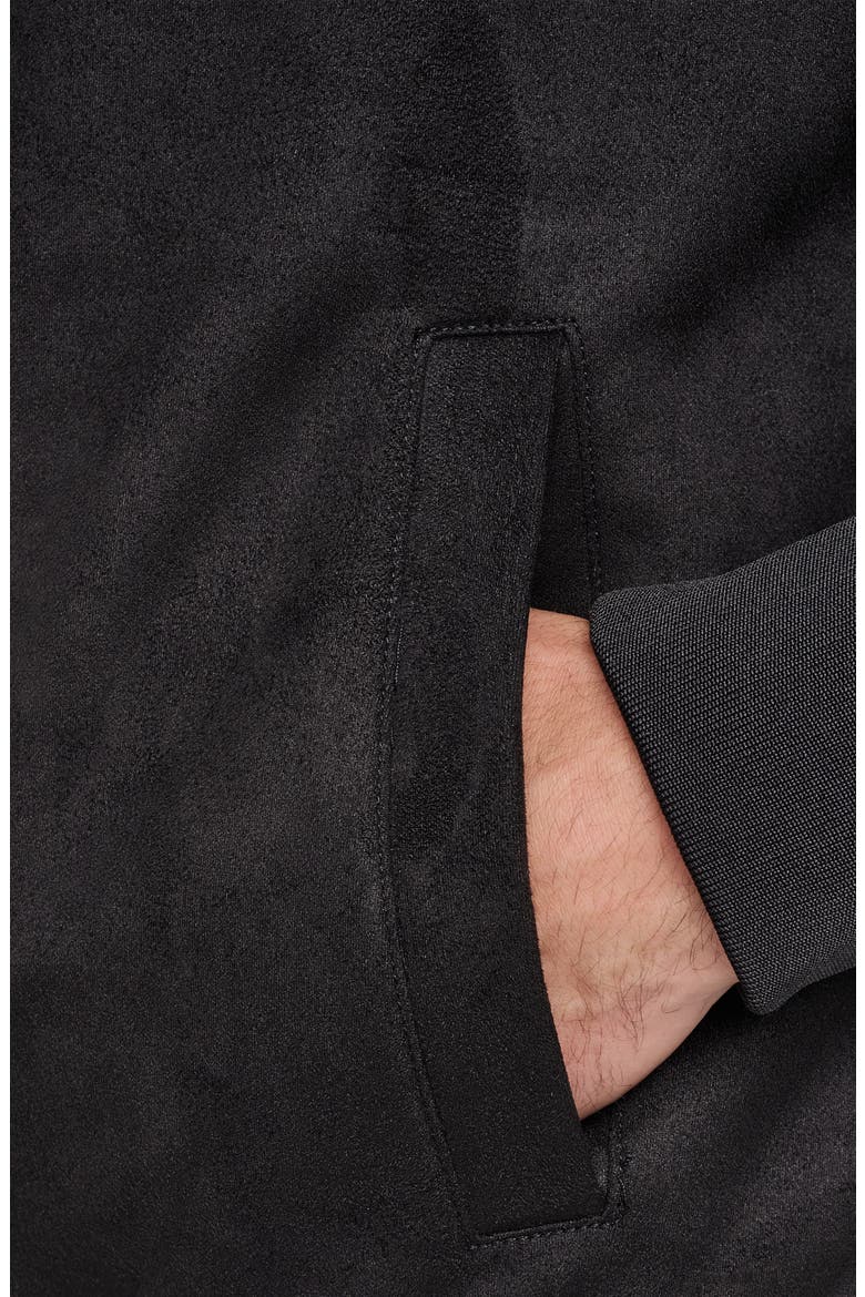 Faux Suede Bomber Jacket, Alternate, color, BLACK