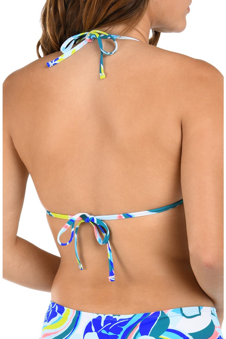 Hibiscus Triangle Bikini Top, Alternate, color, BLUE/ GREEN MULTI
